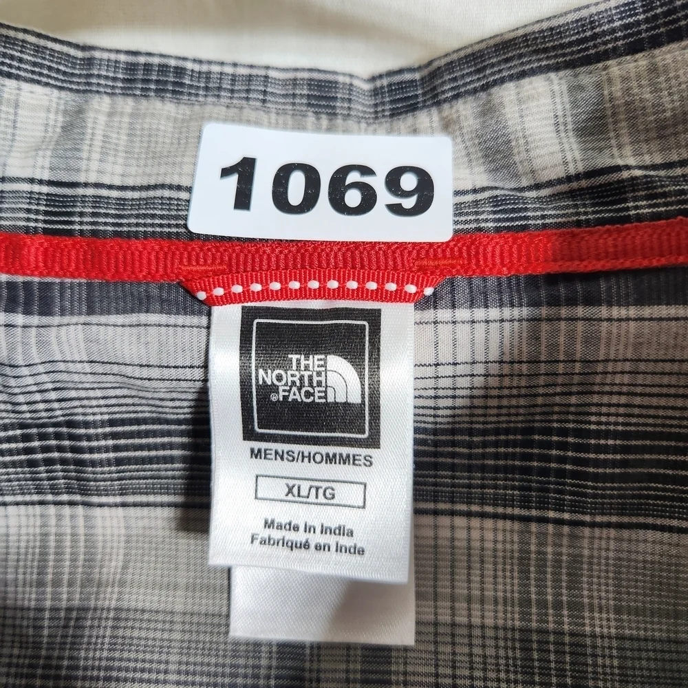 North Face Pearl Snap Men's XL Plaid Short Sleeve Shirt - Gray
